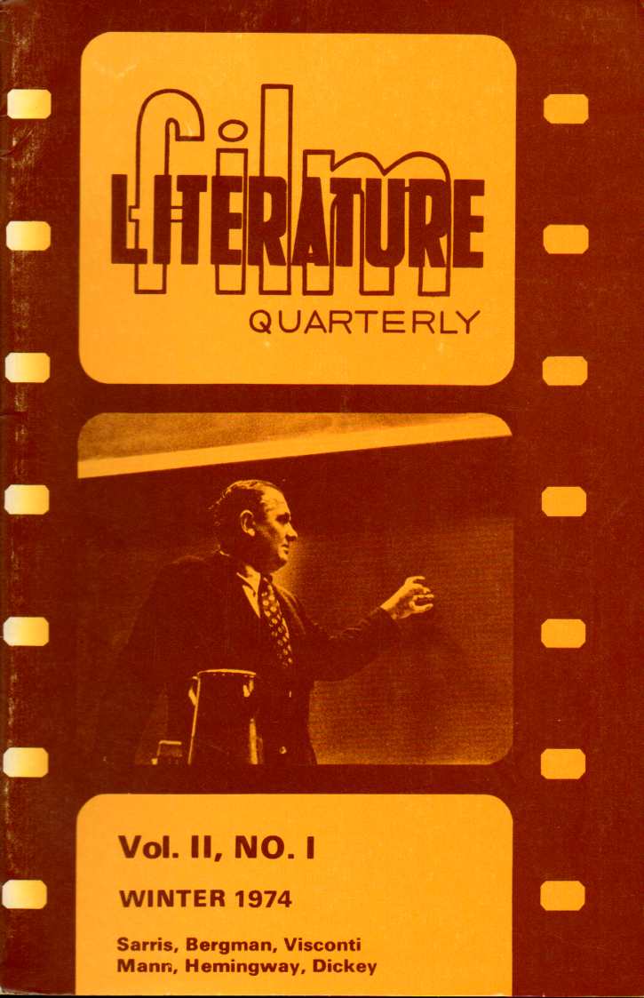 LITERATURE / FILM QUARTERLY magazine side cover Issue 5  Vol 2 # 1  1974